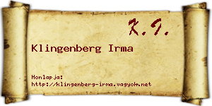 Klingenberg Irma névjegykártya