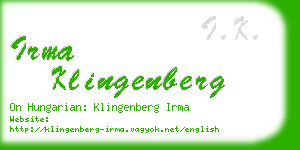 irma klingenberg business card